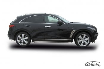 6 549 р. Защита штатных порогов Arbori (нержавейка, d57 mm). INFINITI FX50 S51 рестайлинг (2012-2014)  с доставкой в г. Керчь. Увеличить фотографию 2