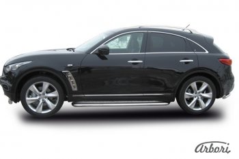 20 519 р. Защита штатных порогов с листом Arbori (нержавейка, алюминий, d57) INFINITI FX50 S51 рестайлинг (2012-2014)  с доставкой в г. Керчь. Увеличить фотографию 2