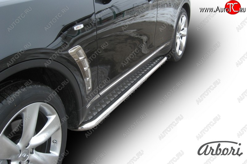 20 519 р. Защита штатных порогов с листом Arbori (нержавейка, алюминий, d57) INFINITI FX50 S51 рестайлинг (2012-2014)  с доставкой в г. Керчь
