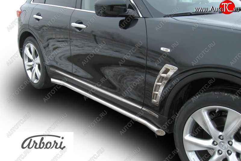 6 549 р. Защита штатных порогов Arbori (нержавейка, d57 mm). INFINITI FX50 S51 рестайлинг (2012-2014)  с доставкой в г. Керчь