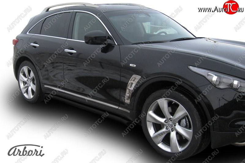 10 259 р. Защита штатных порогов Arbori (черная, d76 mm). INFINITI FX50 S51 рестайлинг (2012-2014)  с доставкой в г. Керчь