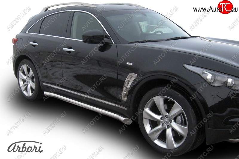 41 299 р. Защита штатных порогов Arbori (нержавейка, d76 mm). INFINITI FX50 S51 рестайлинг (2012-2014)  с доставкой в г. Керчь