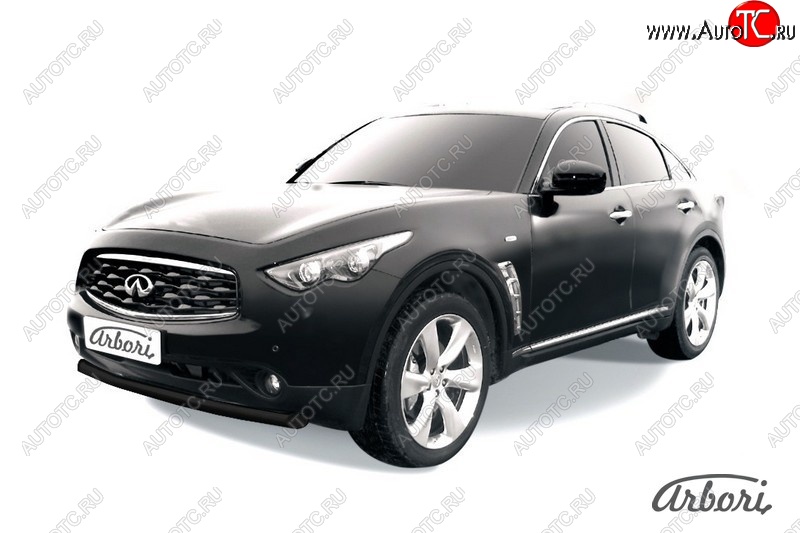 11 159 р. Защита переднего бампера Arbori (черная, 1 труба d76 mm). INFINITI FX35 S51 дорестайлинг (2008-2011)  с доставкой в г. Керчь