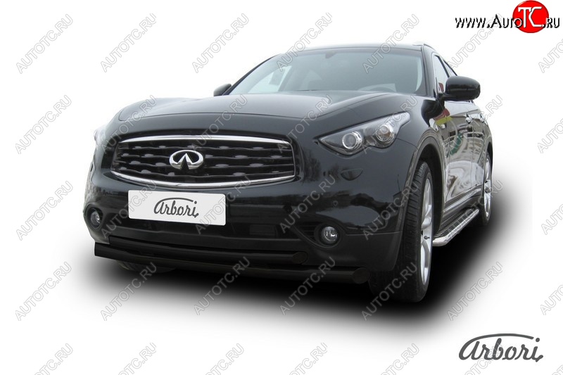 13 859 р. Защита переднего бампера Arbori (черная, 2 трубы d76 и 57 mm) INFINITI FX35 S51 дорестайлинг (2008-2011)  с доставкой в г. Керчь