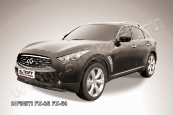 Защита переднего бампера из труб d76+d57 Slitkoff (двойная) INFINITI FX35  S51 - FX50  S51
