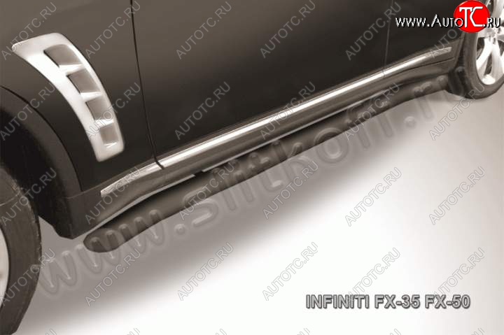 16 499 р. Защита порогов из трубы d57 Slitkoff INFINITI FX50 S51 рестайлинг (2012-2014) (Цвет: серебристый)  с доставкой в г. Керчь