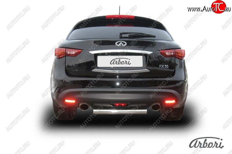 13 949 р. Защита заднего бампера Arbori (короткая, нержавейка, 1 труба d76 mm). INFINITI FX35 S51 дорестайлинг (2008-2011)  с доставкой в г. Керчь