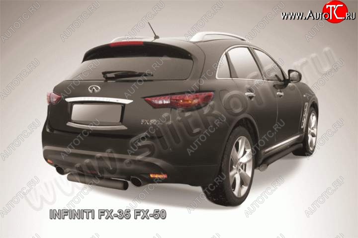 7 599 р. Защита заднего бампера из трубы d76 Slitkoff (короткая) INFINITI FX35 S51 дорестайлинг (2008-2011) (Цвет: серебристый)  с доставкой в г. Керчь