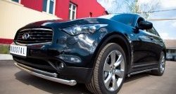 18 949 р. Защита переднего бампера (2 трубыØ63 и 42 мм, нержавейка) SLITKOFF INFINITI FX37 S51 рестайлинг (2011-2013)  с доставкой в г. Керчь. Увеличить фотографию 4
