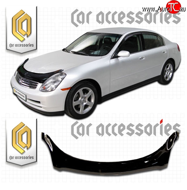 1 329 р. Дефлектор капота CA Plastic  INFINITI G35  V35 (2002-2007) седан (Classic черный, Без надписи)  с доставкой в г. Керчь