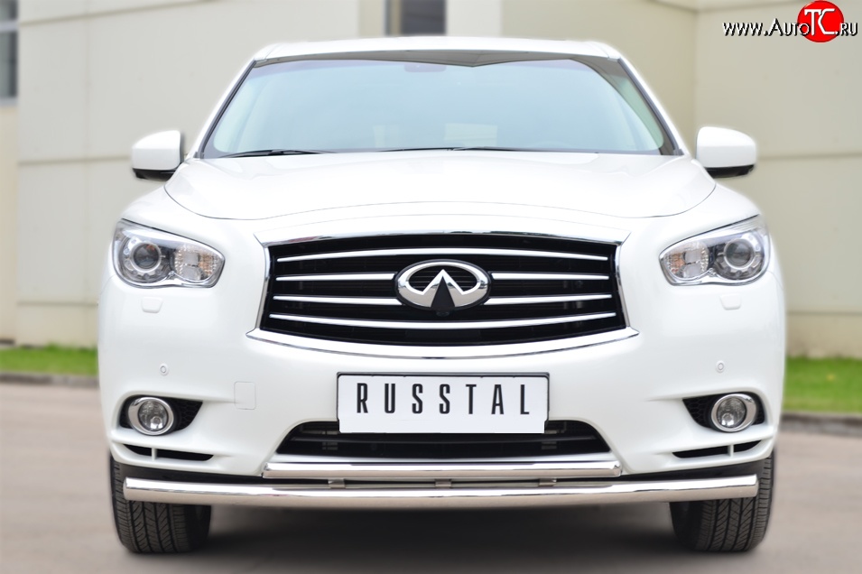 17 849 р. Защита переднего бампера (2 трубыØ63 и 42 мм, нержавейка) SLITKOFF  INFINITI JX35 (2012-2014)  с доставкой в г. Керчь