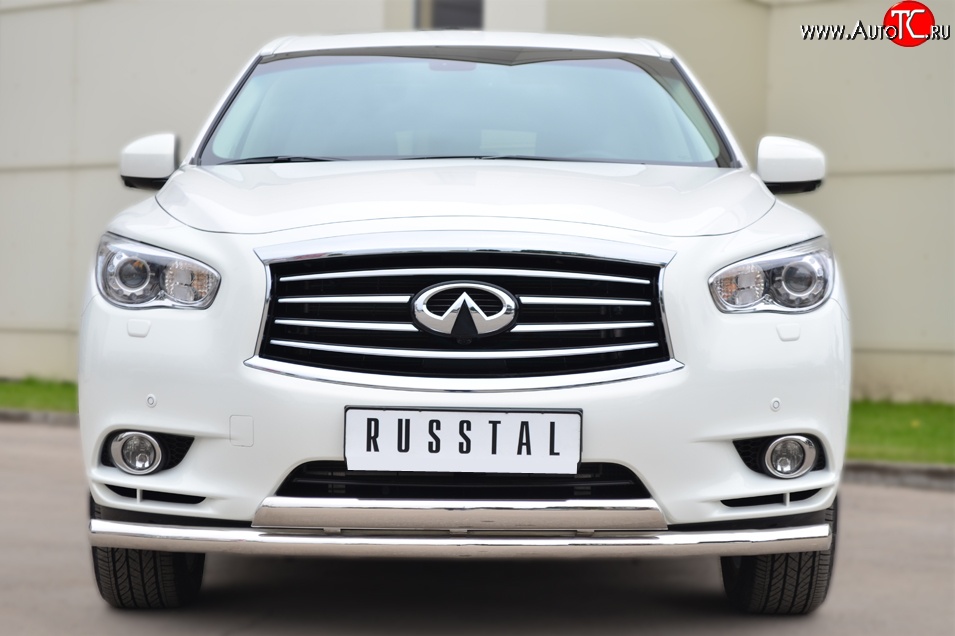 12 999 р. Защита переднего бампера (2 трубыØ75х42 и 63 мм, нержавейка) Russtal INFINITI JX35 (2012-2014)  с доставкой в г. Керчь