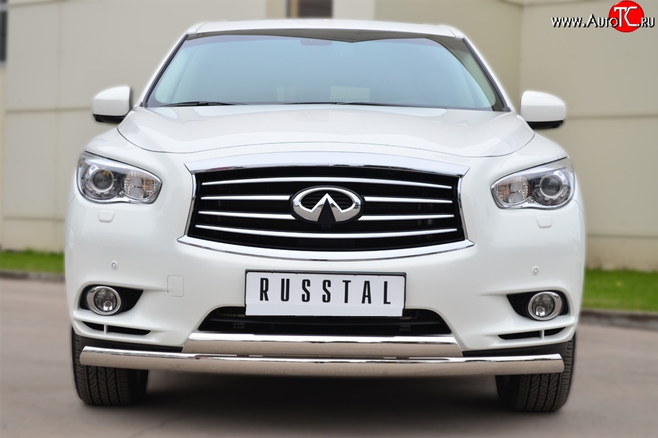 16 849 р. Защита переднего бампера (2 трубыØ75х42 мм, нержавейка) Russtal INFINITI JX35 (2012-2014)  с доставкой в г. Керчь