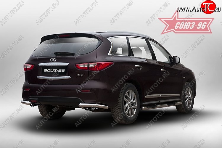 14 264 р. Защита заднего бампера из двух боковых уголков Souz-96 (d 60) INFINITI QX60 L50 дорестайлинг (2013-2016)  с доставкой в г. Керчь