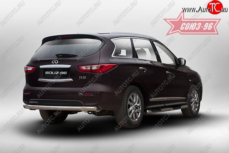 2 699 р. Защита заднего бампера Souz-96 (овальная) INFINITI QX60 L50 дорестайлинг (2013-2016)  с доставкой в г. Керчь
