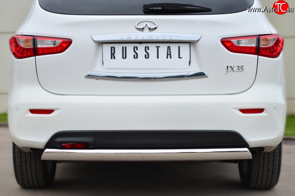 11 599 р. Защита заднего бампера (Ø75x42 мм, нержавейка) Russtal INFINITI JX35 (2012-2014)  с доставкой в г. Керчь