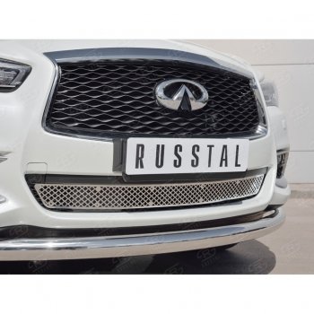 4 849 р. Решетка радиатора Russtal лист (нерж) INFINITI QX60 L50 рестайлинг (2016-2021) (Неокрашенная)  с доставкой в г. Керчь. Увеличить фотографию 2