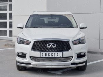 20 649 р. Защита переднего бампера (2 трубыØ63 и 42 мм, нержавейка) SLITKOFF INFINITI QX60 L50 рестайлинг (2016-2021)  с доставкой в г. Керчь. Увеличить фотографию 2
