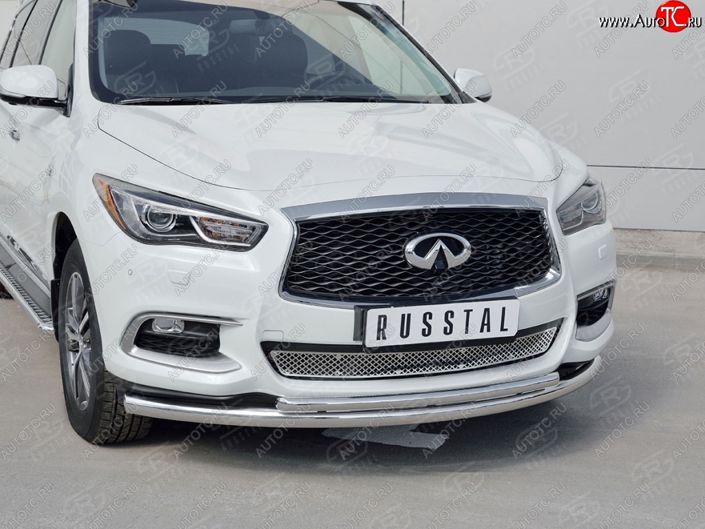 20 649 р. Защита переднего бампера (2 трубыØ63 и 42 мм, нержавейка) SLITKOFF INFINITI QX60 L50 рестайлинг (2016-2021)  с доставкой в г. Керчь