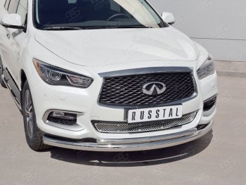 Защита заднего бампера (Ø76 и 42 мм, нержавейка) SLITKOFF INFINITI QX60  L50 (2016-2021) рестайлинг