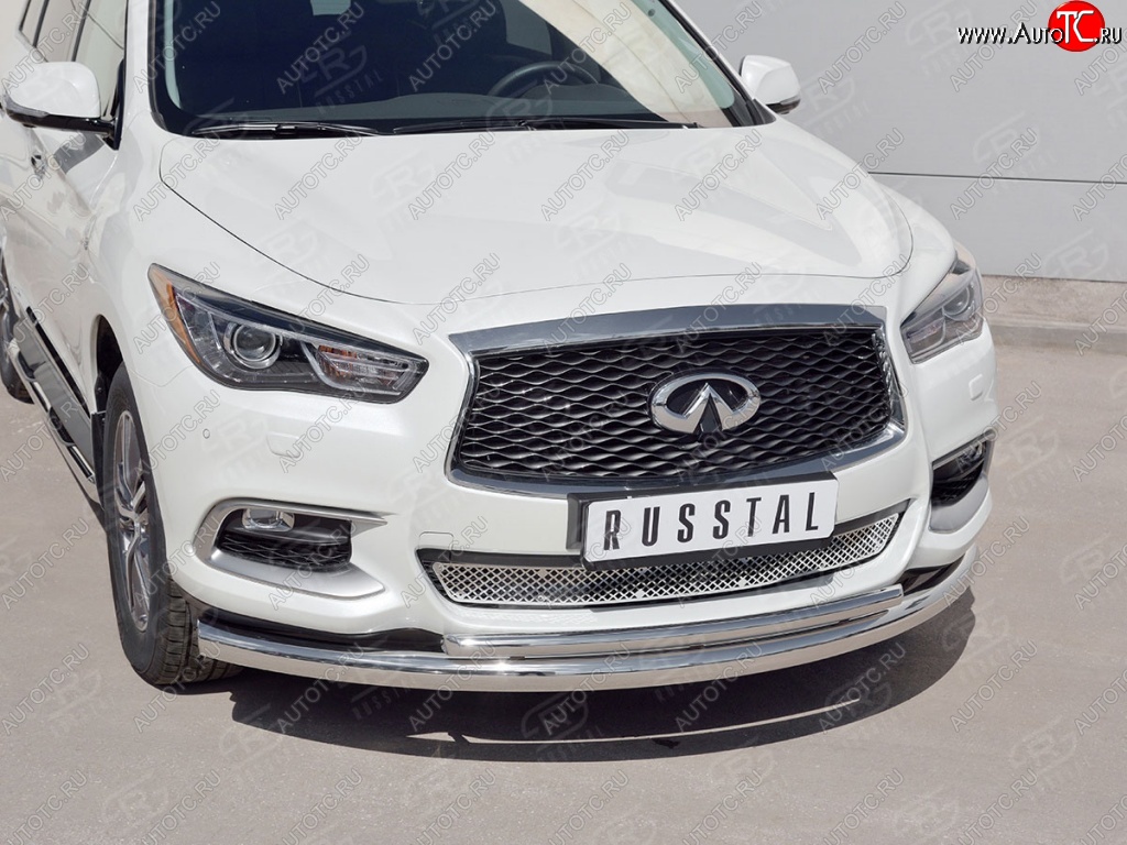 20 999 р. Защита заднего бампера (Ø76 и 42 мм, нержавейка) SLITKOFF  INFINITI QX60  L50 (2016-2021) рестайлинг  с доставкой в г. Керчь