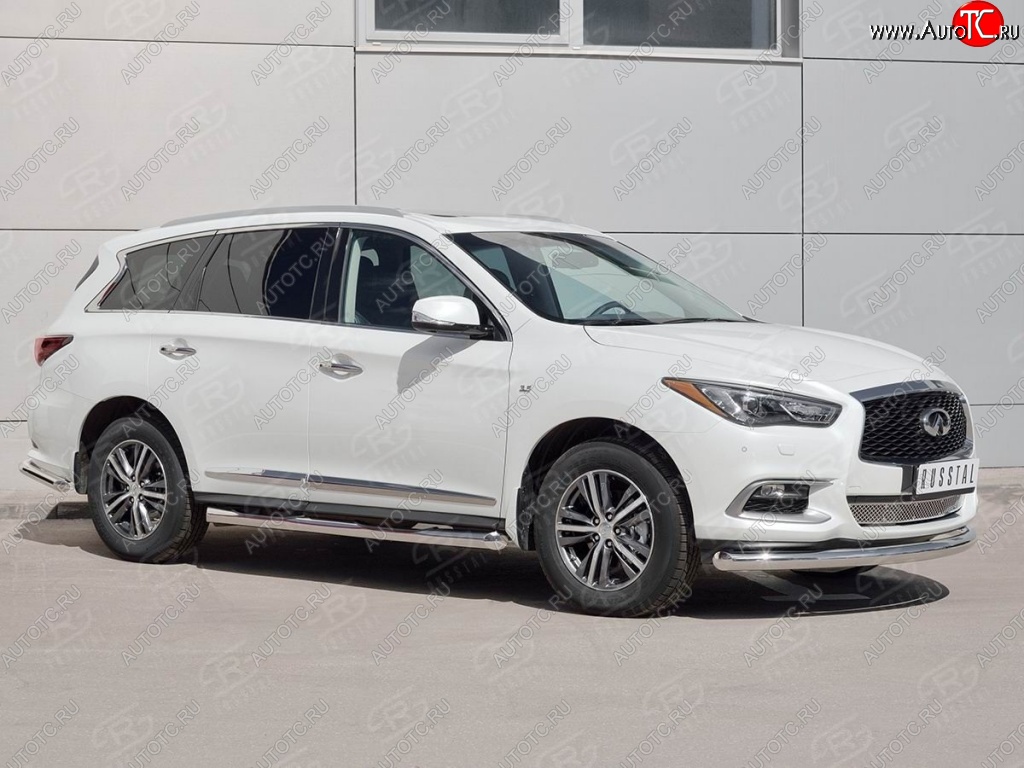 18 349 р. Защита переднего бампера (Ø76 мм, нержавейка) SLITKOFF  INFINITI QX60  L50 (2016-2021) рестайлинг  с доставкой в г. Керчь