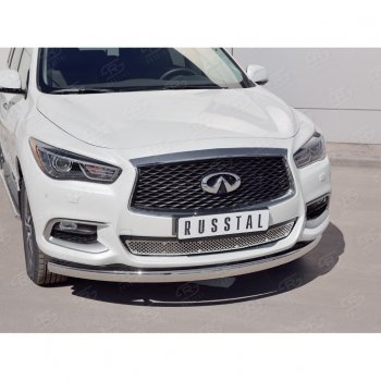 13 999 р. Защита переднего бампера (Ø75х42 мм, нержавейка) Russtal INFINITI QX60 L50 рестайлинг (2016-2021)  с доставкой в г. Керчь. Увеличить фотографию 2
