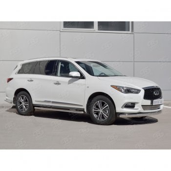 13 999 р. Защита переднего бампера (Ø75х42 мм, нержавейка) Russtal INFINITI QX60 L50 рестайлинг (2016-2021)  с доставкой в г. Керчь. Увеличить фотографию 3