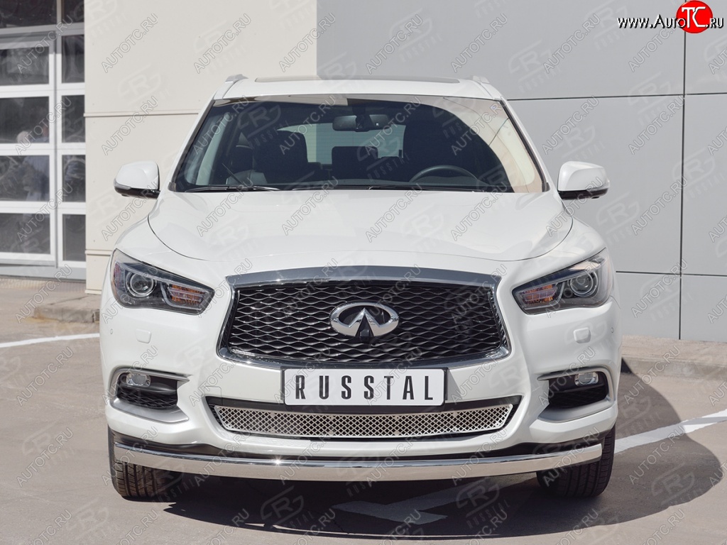 13 999 р. Защита переднего бампера (Ø75х42 мм, нержавейка) Russtal INFINITI QX60 L50 рестайлинг (2016-2021)  с доставкой в г. Керчь