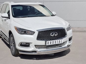 17 999 р. Защита переднего бампера (2 трубыØ63 и 75х42 мм, нержавейка) Russtal INFINITI QX60 L50 рестайлинг (2016-2021)  с доставкой в г. Керчь. Увеличить фотографию 2