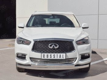 17 999 р. Защита переднего бампера (2 трубыØ63 и 75х42 мм, нержавейка) Russtal INFINITI QX60 L50 рестайлинг (2016-2021)  с доставкой в г. Керчь. Увеличить фотографию 3
