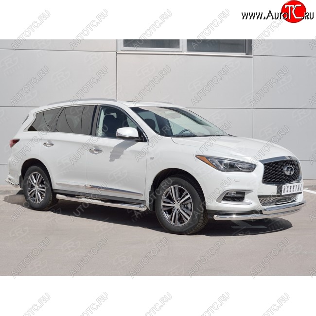 17 999 р. Защита переднего бампера (2 трубыØ63 и 75х42 мм, нержавейка) Russtal INFINITI QX60 L50 рестайлинг (2016-2021)  с доставкой в г. Керчь