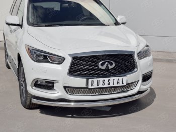 Защита заднего бампера (Ø63 мм, нержавейка) SLITKOFF INFINITI QX60  L50 (2016-2021) рестайлинг
