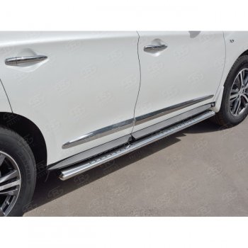 19 399 р. Порожки для ног (труба Ø75х42 овал с проступью) Russtal INFINITI QX60 L50 рестайлинг (2016-2021)  с доставкой в г. Керчь. Увеличить фотографию 2