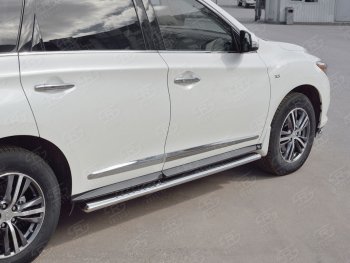 19 399 р. Порожки для ног (труба Ø75х42 овал с проступью) Russtal INFINITI QX60 L50 рестайлинг (2016-2021)  с доставкой в г. Керчь. Увеличить фотографию 3