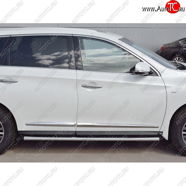 19 399 р. Порожки для ног (труба Ø75х42 овал с проступью) Russtal INFINITI QX60 L50 рестайлинг (2016-2021)  с доставкой в г. Керчь