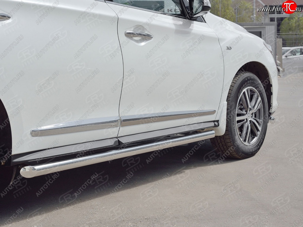 19 999 р. Защита порогов (Ø63 мм) SLITKOFF  INFINITI QX60  L50 (2016-2021) рестайлинг (срез на торцах 45°)  с доставкой в г. Керчь