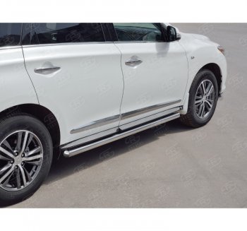 IЗащита порогов (Ø63 мм) SLITKOFF INFINITI QX60  L50 (2016-2021) рестайлинг (Вариант 3 (круглые торцы под 90°))