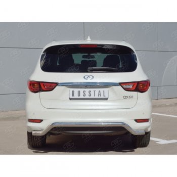 18 699 р. Защита заднего бампера (Ø63 мм волна, нержавейка) SLITKOFF  INFINITI QX60  L50 (2016-2021) рестайлинг  с доставкой в г. Керчь. Увеличить фотографию 3