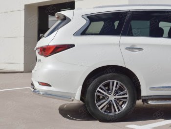 22 949 р. Защита заднего бампера (Ø63 мм с надписью, нержавейка) SLITKOFF INFINITI QX60 L50 рестайлинг (2016-2021)  с доставкой в г. Керчь. Увеличить фотографию 2