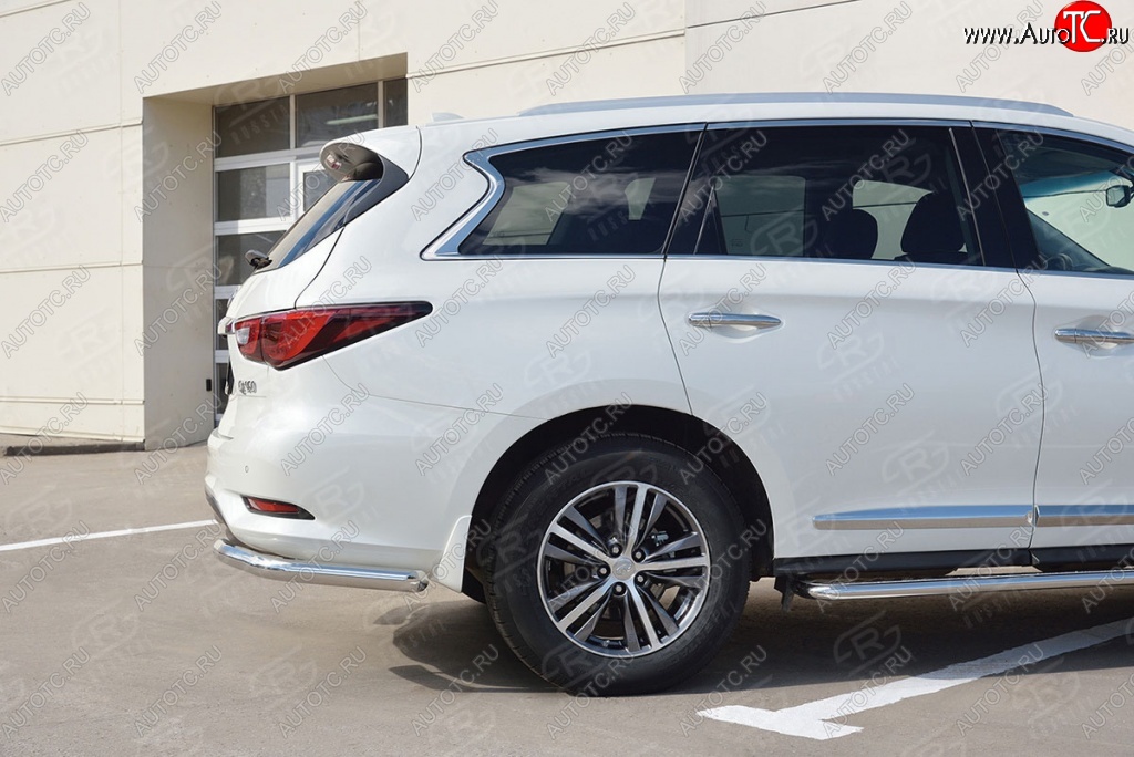 14 999 р. Защита заднего бампера (Ø63 мм уголки, нержавейка) SLITKOFF INFINITI QX60 L50 рестайлинг (2016-2021)  с доставкой в г. Керчь