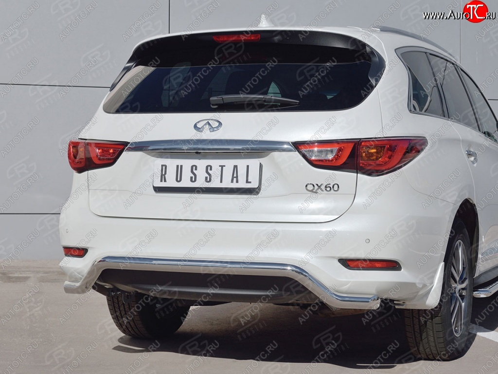 18 699 р. Защита заднего бампера (Ø63 мм волна, нержавейка) SLITKOFF  INFINITI QX60  L50 (2016-2021) рестайлинг  с доставкой в г. Керчь