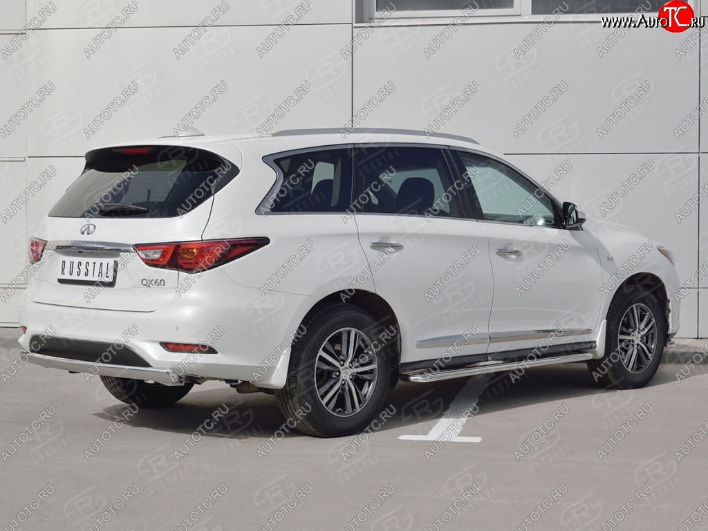13 999 р. Защита заднего бампера (Ø75x42 мм, нержавейка) Russtal INFINITI QX60 L50 рестайлинг (2016-2021)  с доставкой в г. Керчь