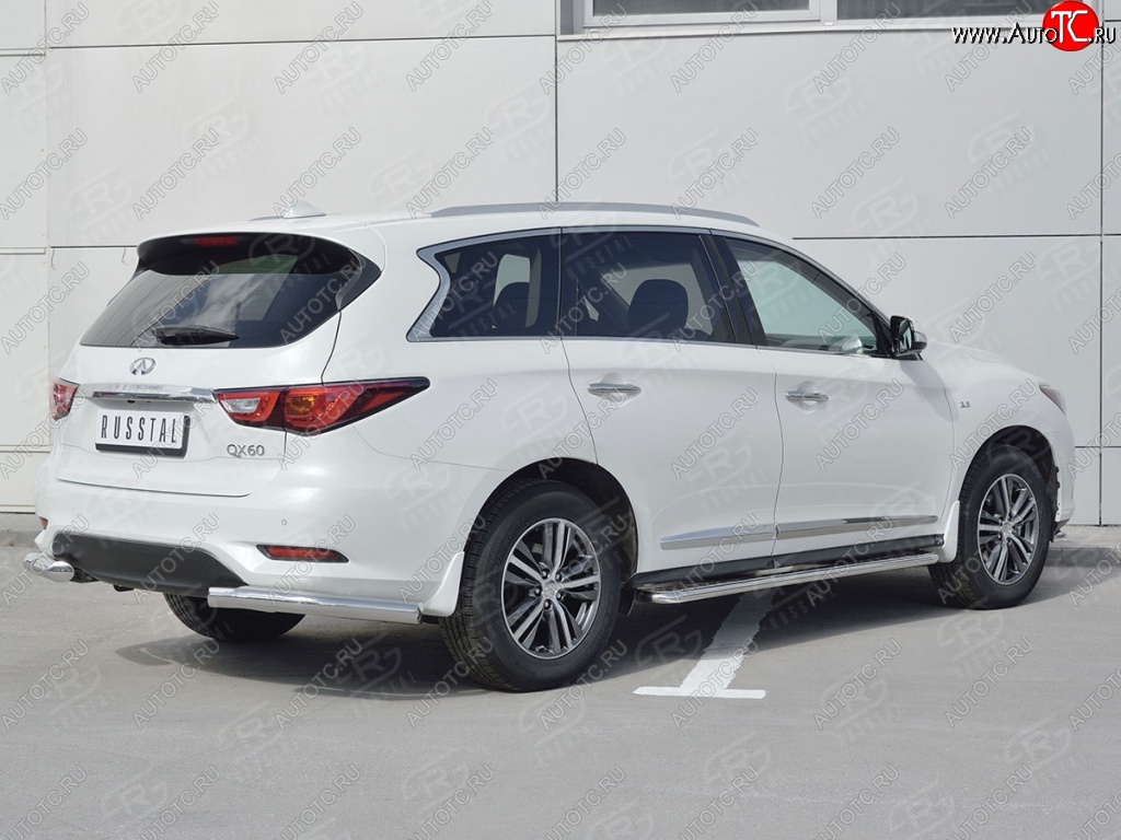15 449 р. Защита заднего бампера (Ø76 мм уголки, нержавейка) SLITKOFF INFINITI QX60 L50 рестайлинг (2016-2021)  с доставкой в г. Керчь