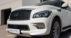 13 999 р. Защита переднего бампера (Ø75х42 мм, нержавейка) Russtal INFINITI QX80 Z62 1-ый рестайлинг (2014-2018)  с доставкой в г. Керчь. Увеличить фотографию 2
