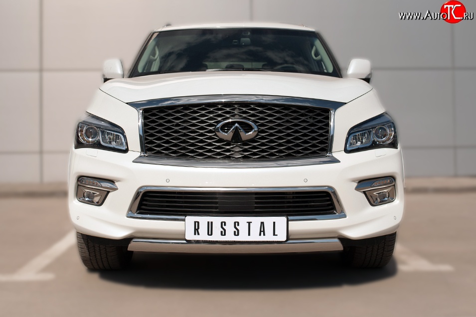 13 999 р. Защита переднего бампера (Ø75х42 мм, нержавейка) Russtal INFINITI QX80 Z62 1-ый рестайлинг (2014-2018)  с доставкой в г. Керчь