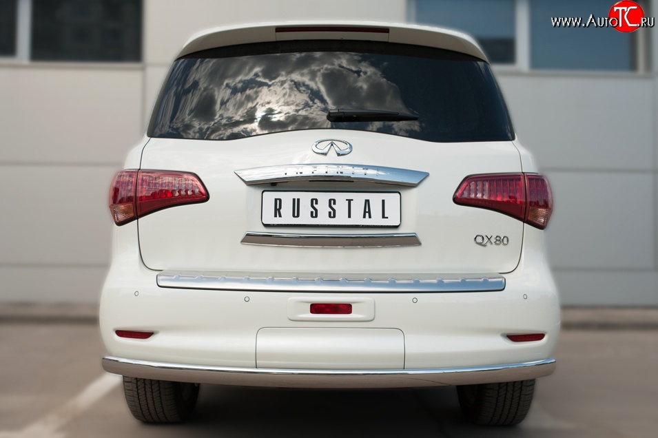 13 999 р. Защита заднего бампера (Ø75x42 мм, нержавейка) Russtal INFINITI QX80 Z62 1-ый рестайлинг (2014-2018)  с доставкой в г. Керчь