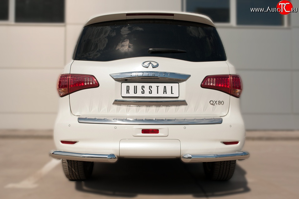 16 849 р. Защита заднего бампера (Ø76 мм уголки, нержавейка) SLITKOFF  INFINITI QX80  Z62 (2014-2018) 1-ый рестайлинг  с доставкой в г. Керчь