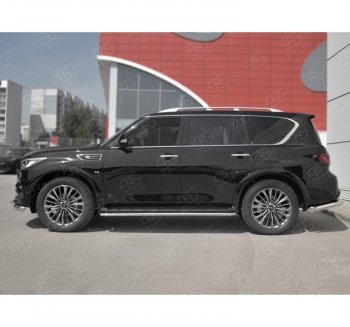 16 549 р. Защита порогов (Ø42 мм, нержавейка) SLITKOFF INFINITI QX80 Z62 2-ой рестайлинг (2018-2024)  с доставкой в г. Керчь. Увеличить фотографию 3