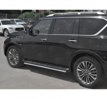 14 999 р. Защита порогов (Ø42 мм, нержавейка) SLITKOFF  INFINITI QX80  Z62 (2018-2024) 2-ой рестайлинг  с доставкой в г. Керчь. Увеличить фотографию 2